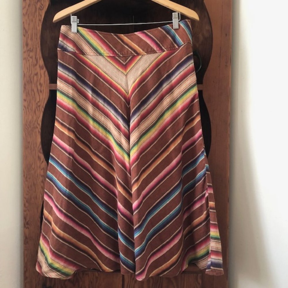 Rainbow Lauren Ralph Lauren Skirt 100% Linen Size 12